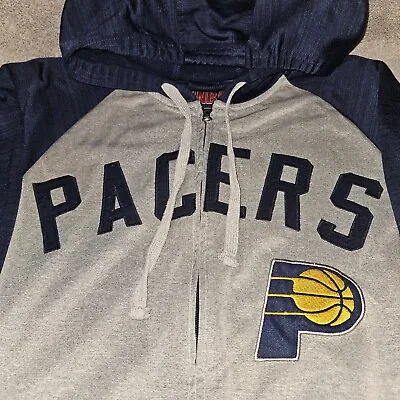 PLAYER ISSUED G111 Indiana Pacers Full Zip Hoodie NBA Heather Grey/Navy Men's M  • $25