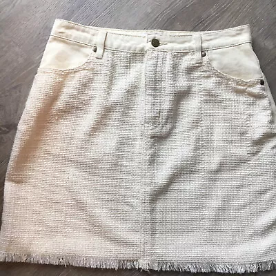 NWT MPD By Mink Pink Size Medium Good Habit Women Ecru Ivory Denim Skirt • $16