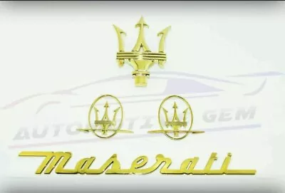 For Maserati Emblem Grille Trident Side LH&RH Gold Symbol Badge Set Kit • $99.99