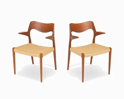 Pair Of Vintage Danish Modern Model 55 Chairs By Niels Moller • $2399