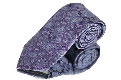 Nordstrom Tie Purple & Gray Paisley Woven Silk Necktie 58 X 3.5 NWT • $39.99