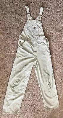 Carhartt Men's Painter Bib Overalls Union Made In USA Size 34x34 Distressed • $74.99