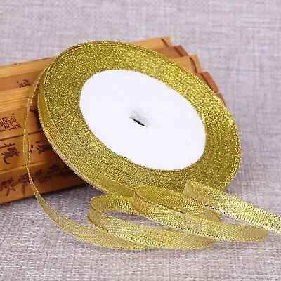 50 Yards 3/8  (10mm) Sparkly Metallic Ribbon Wedding Christmas Wrap Craft • $3.23