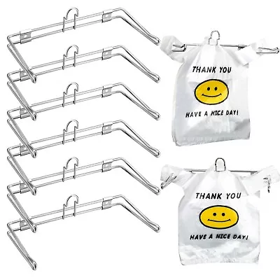 6 Pcs T Shirt Bag Rack Wall Mount 6  Arms Chrome T-shirt Bags Plastic Grocery... • $51.99