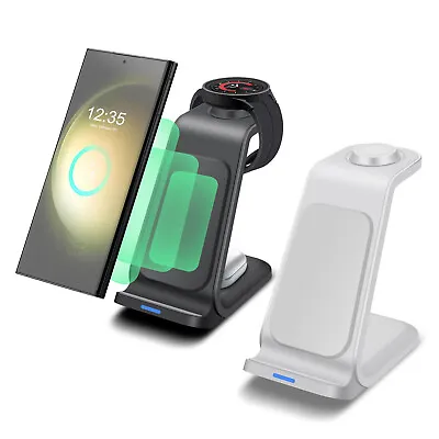 UK 3In1 Wireless Charger Station Dock For Samsung Galaxy Watch 6/5/4 S24 S23 S22 • £17.99