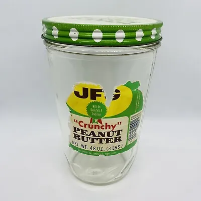 $41.10 • Buy JFG Crunchy Peanut Butter Jar With Lid Label 48oz Brockway Glass Vintage 70s 