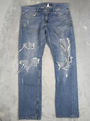H&M Slim Fit  Divided  Jeans Ripped/distressed ROCKER Look 34x30 • $12