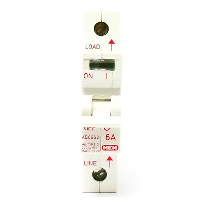 MEM 6A Type 2 Single Pole MCB M6 AB06S2 • £2.89