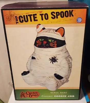 Cracker Barrel Ceramic Mummy Cat Cookie Jar - Too Cute To Spook - Halloween • $24