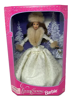 Winter Evening Barbie # 19220 Fur Trim Gown Hat Brunette NRFB • $34.15
