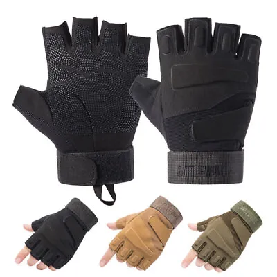 Tactical Half Finger Gloves Fingerless For Motorcycle Training Hiking Hunting • £9.99