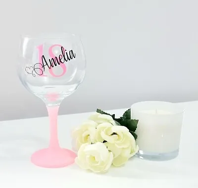 Personalised Birthday Glitter Gin Glass Milestone 18th 21st 30th 40th 50th 60th • £9.89