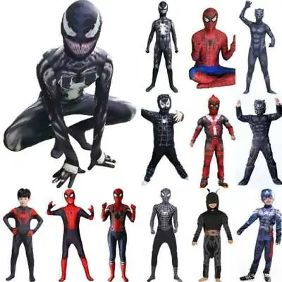 Spiderman Venom Cosplay Costume Fancy Dress Kids Boy Superhero Jumpsuit Outfits. • £14.69