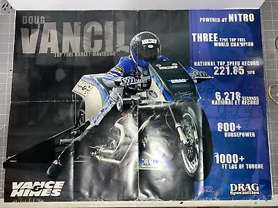 Vintage Doug Vancil Top Fuel Harley Motorcycle Poster Vance & Hines Drag Spec! • $24.99