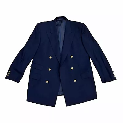 Kent & Curwen Double Breasted Blazer Men’s 44R Navy Wool Gold Button Jacket • $84.15