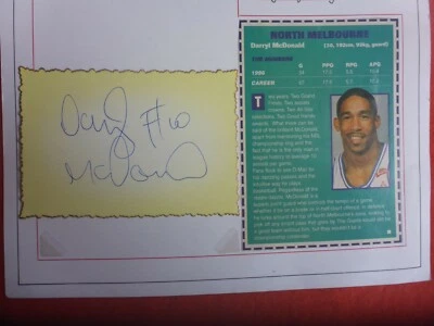 $7 • Buy Basketballer Daryl Mcdonald Hand Signed  Yellow Gilt Place Card 7x10cm 