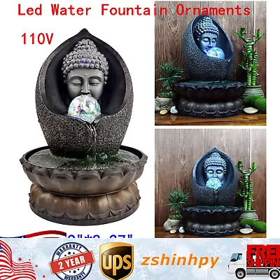 Tabletop Water Fountain Meditation Fountain Waterfall With LED Light Ball Indoor • $27