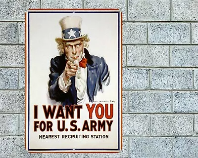 I Want You U.S. Army Sign Aluminum Metal 8 X12  Man Cave Garage Bar Den • $12.95