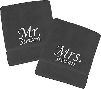 £29.99 • Buy Personalised Embroidered Mr & Mrs Bath Towel Gift Set With Name Choice 135/75CM
