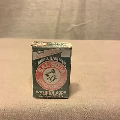 Vintage 1950s Miniature Box Of Arm & Hammer Washing Sal Soda Cleaner • $4