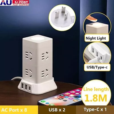 8 Way 2 USB Charging Power Board Outlets Socket Charger Ports Surge Protector • $29.29