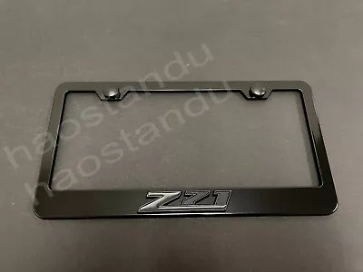 1x Black Z71 3D Emblem BLACK Stainless Metal License Plate Frame + Screw Cap • $23.80