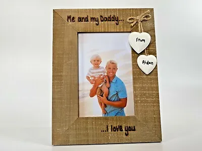 £14.99 • Buy Me And My Daddy / Grandad Personalised Driftwood Photo Frame | Birthday Gift
