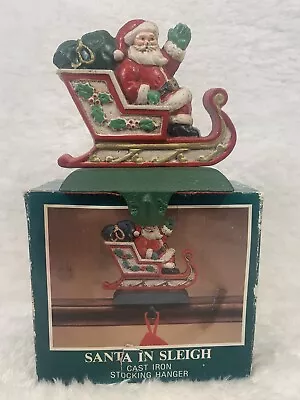 Christmas Santa Sleigh Stocking Hanger Vintage Cannon Falls Cast Iron Midwest • $19.50