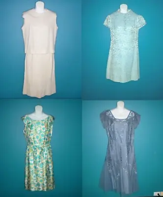 4 Vtg 50s 60s Dresses Resellers Lot Embellished Lace Silver Lame' Silk  *TLC* • $59