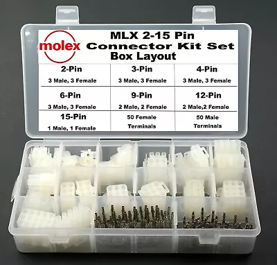 134 PCS Molex - 2-15 PIN MLX 20A Connector Kit  Wire Gauge Accepted 14-20 • $49.85