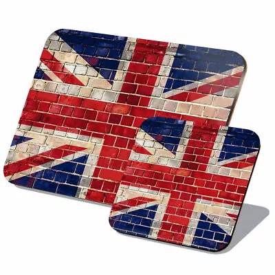 1x Cork Placemat & Coaster Set - Union Jack Brick Wall United Kingdom #8308 • £14.99