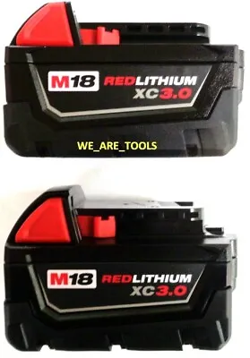 (2) GENUINE 18V Milwaukee 48-11-1828 3.0 AH Batteries M18 XC Red Lithium 18 Volt • $89.97