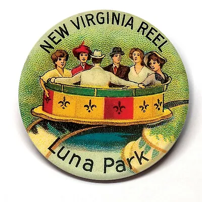New Virginia Reel Luna Park Advertising Pocket Mirror Vintage Style • $15
