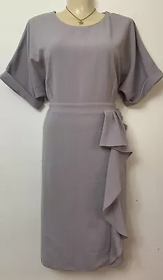 $30 • Buy BRAND NEW ASOS UK SIZE 20 Brown Short Sleeve Ruffle Side Dress FREE POSTAGE