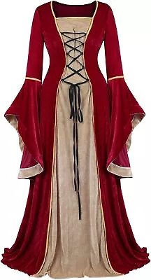 Haorugut Renaissance Dress Women Medieval Dress Renaissance Costumes For Women F • $56.14