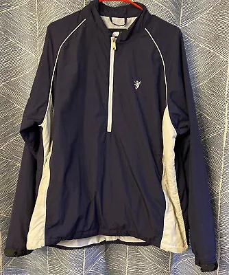 Foot Joy FJ Men's Performance 1/2 Zip Rain/Wind Jacket Navy Blue/White •LARGE • $19.99