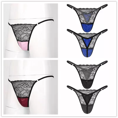 Mens Lace Sexy Thong G String Briefs Sissy Panties Underwear Knicker Crossdress  • £5.99