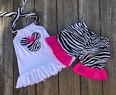 Zebra Print Minnie Mouse Short Outfit | Animal Print Minnie Mouse Girl Clothes • $35