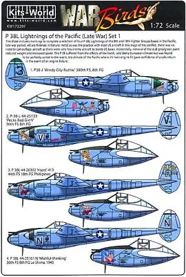 Kits World Decals 1/72 LOCKHEED P-38L LIGHTNING Pacific Late War Versions • $12.99