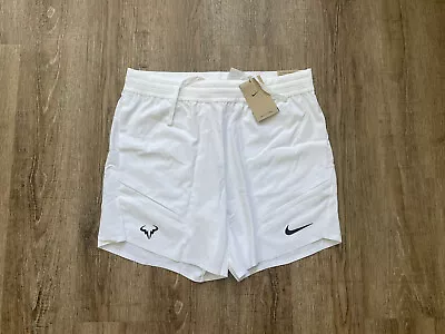 Nike NikeCourt ADV Rafa Nadal 7” Tennis Shorts White Men’s Sz Large DD8543-100 • $68.99