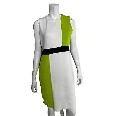 Exclusively Misook S Dress Colorblock Black White Green Zip Sheath Pencil Knit • $33.59
