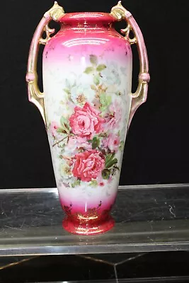 Antique Victoria Austria Hand-painted Porcelain Double Handled Vase *009* • $54.99