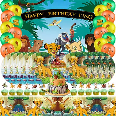 Simba King Lion Party Supplies Birthday Decor Set Plates Balloons Banner 5x3ft • $29.98