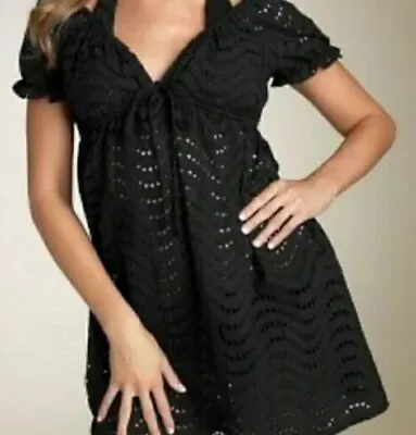 La Blanca By Rod Beattie Black  Eyelet Swimsuit Cover-Up Size Large • $18