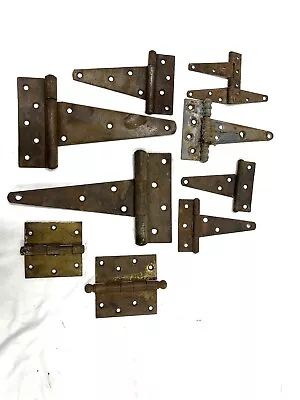 10 Vintage Strap & T-Strap Barn Door Hinges ~ Different Sizes Heavy Duty Steel • $34.99