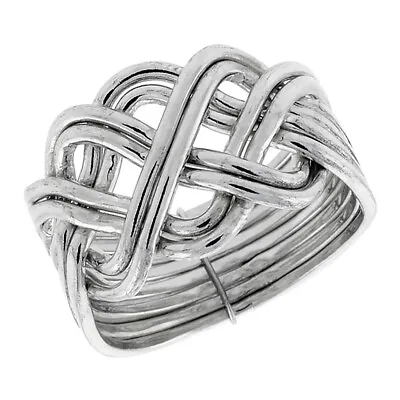 Sterling Silver 8 Piece Braided Celtic Loop Design Puzzle Ring Band 16mm 5~13 • $75.89