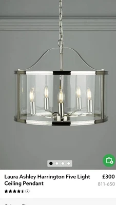 £225 • Buy LAURA ASHLEY HARRINGTON 5 LIGHT CEILING LIGHT POLISHED NICKEL New In Box £225 Ea