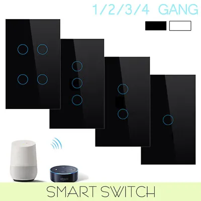 $21.99 • Buy WiFi Switch Light Smart Home Touch RF Wall Panel 1/2/3/4 Gang For Alexa Google
