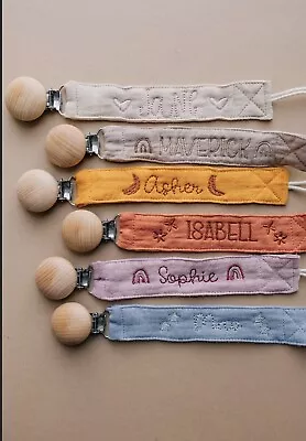 Personalized Pacifier Clip Embroidered Pacifier Clip NEW MADE TO ORDER • $14