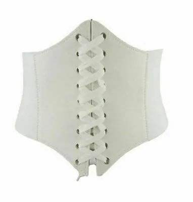 UK Ladies Waist Cincher Wide Band Elastic Tied Waspie Corset Leather Belt • £3.84